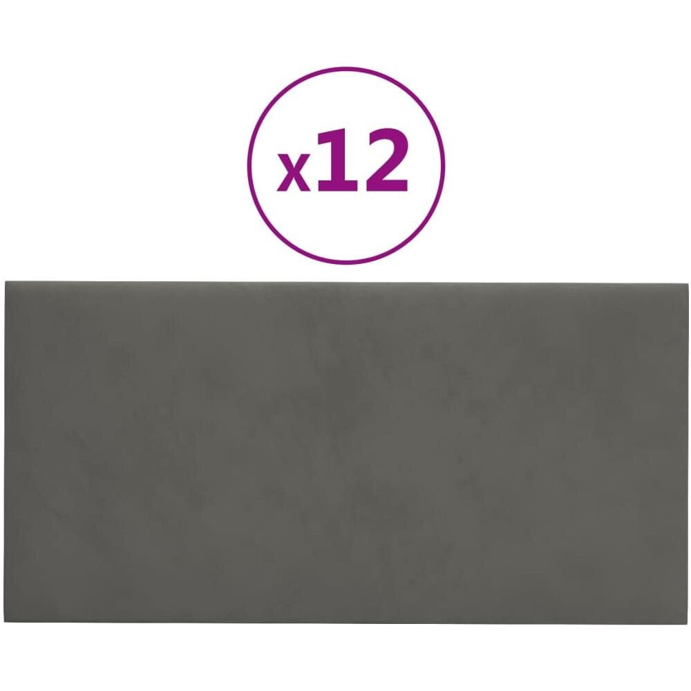 Pannelli Murali 12 Pz Grigio Scuro 60x30 Cm In Velluto 2,16 M - Foto 1