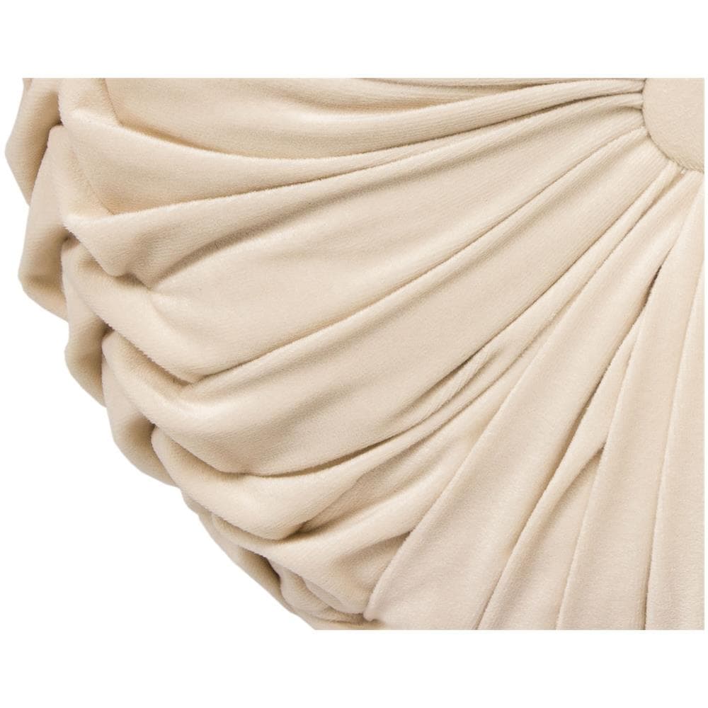 Cuscino Arredo Imbottito In Velluto Rotondo A Pieghe Plissettato Colore Panna Atelier In Tinta Unita Pieghettato - Foto 5