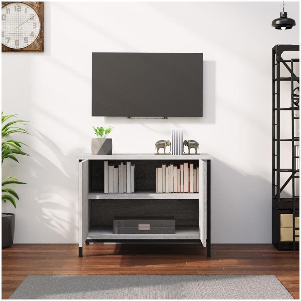 Mobile Tv Con Ante Grigio Sonoma 60x35x45 Cm Legno Multistrato - Foto 3