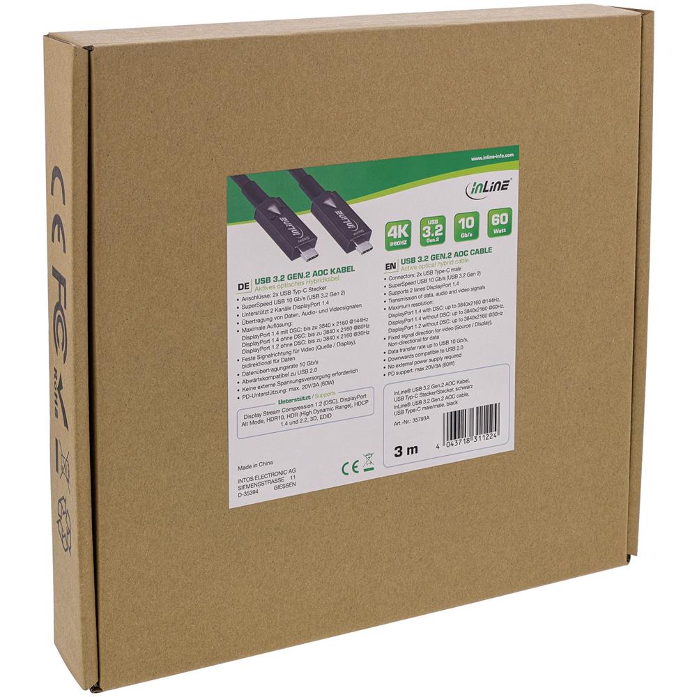 Cavo USB 3.2 Gen. 2 AOC, USB-C maschio /maschio, nero, 10m - Foto 2