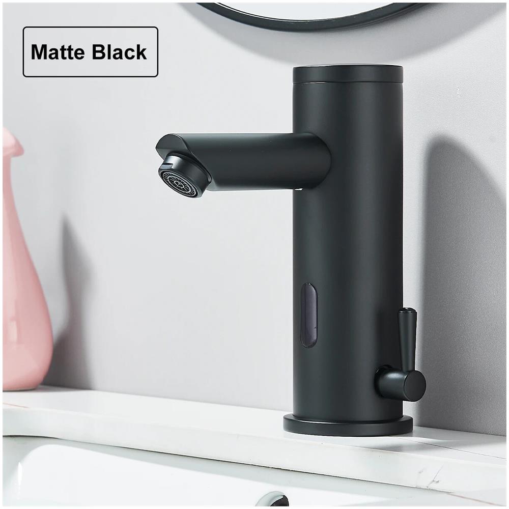 Rubinetto per lavabo da bagno, Blackswan, tipo M353, modello nero opaco con sensore, misura 18 cm - Foto 1