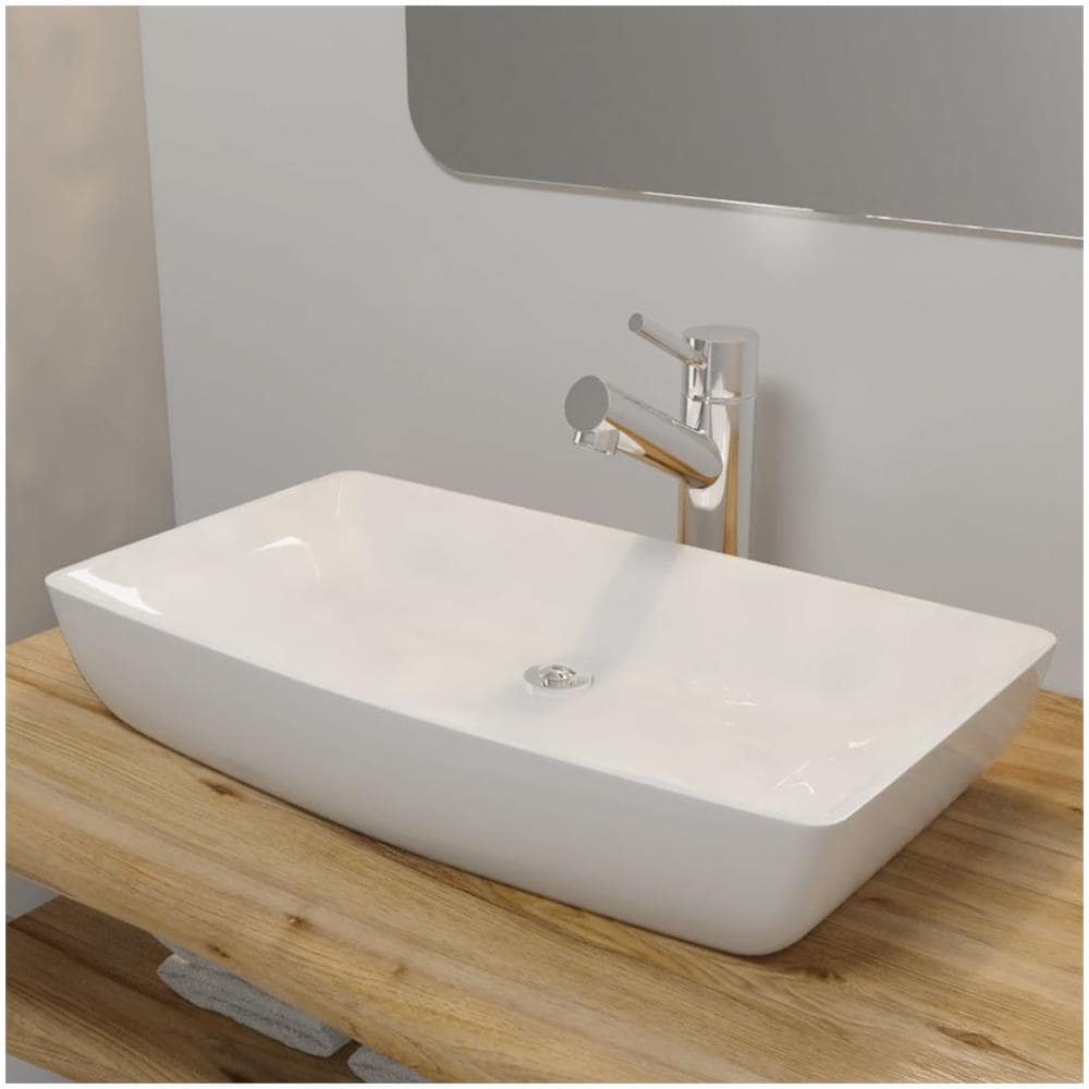 Lavello Bianco In Ceramica Di Lusso A Forma Rettangolare 71 X 39 Cm - Foto 1