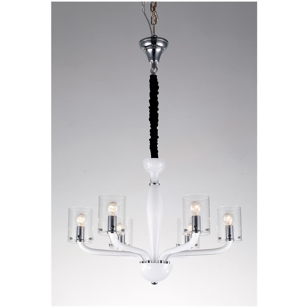 I-AURORA-6 BCO - Lampadario a sospensione bianco con paralumi moderni 40 watt E14 - Foto 1