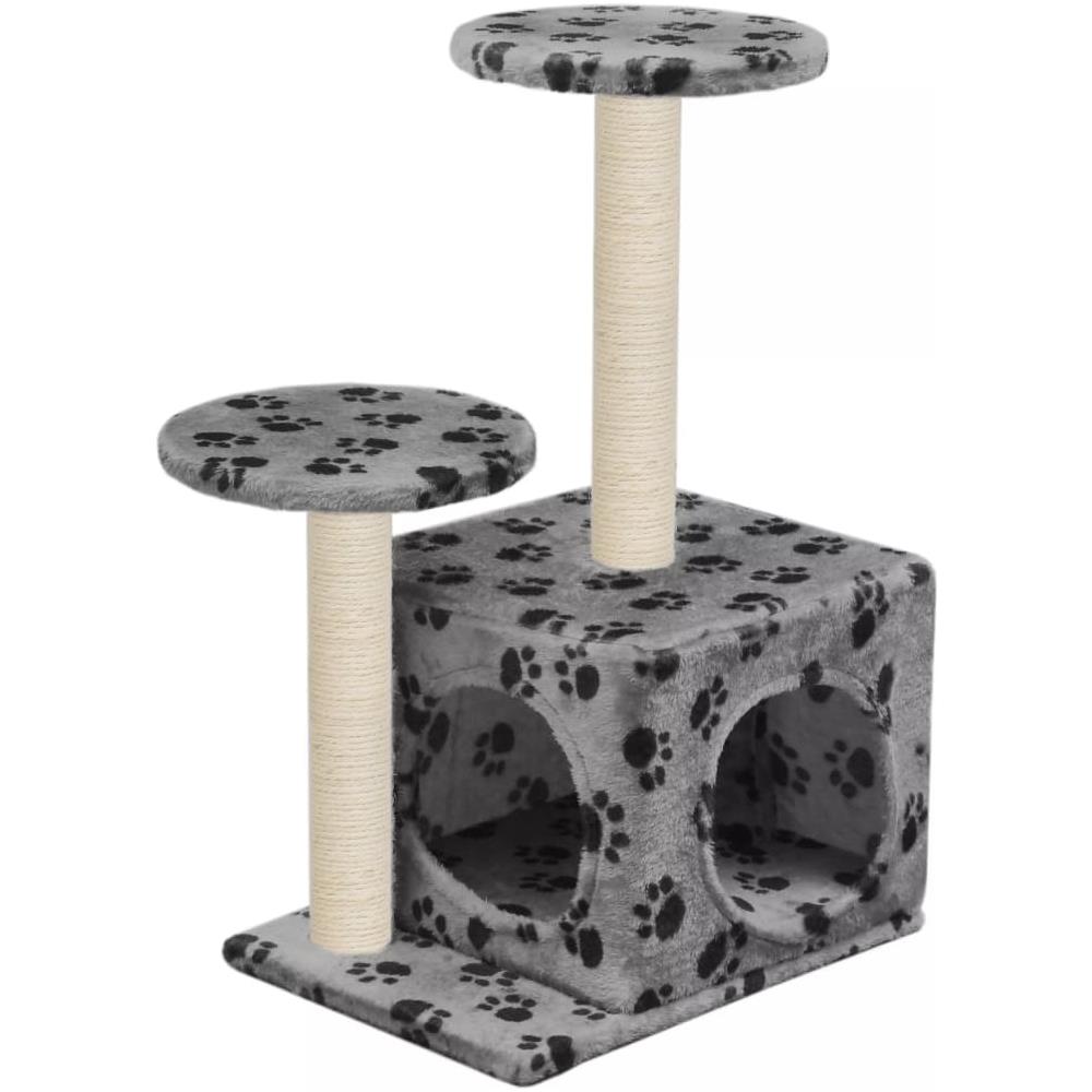 Albero Per Gatti E Tiragraffi Sisal 60 Cm Zampe Stampate Grigio - Foto 2