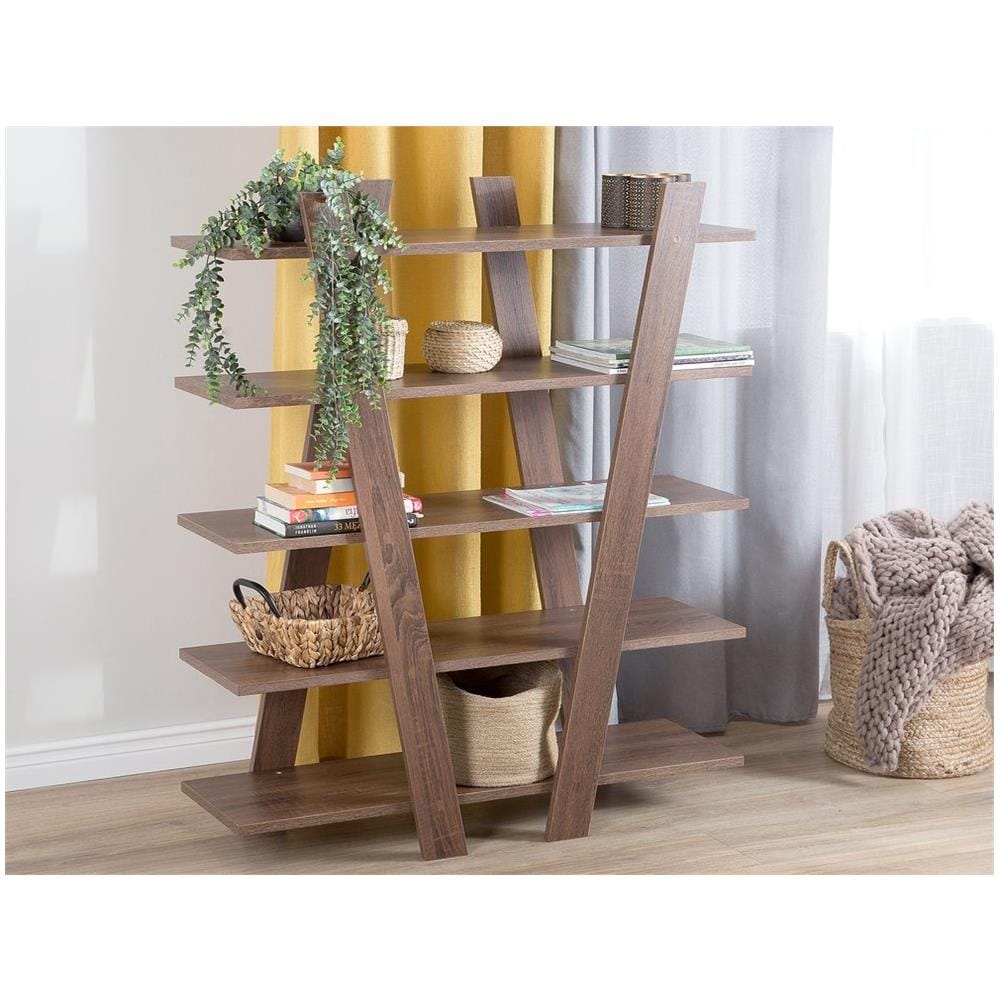 Libreria In Legno Scuro 5 Scomparti Escalante - Foto 1