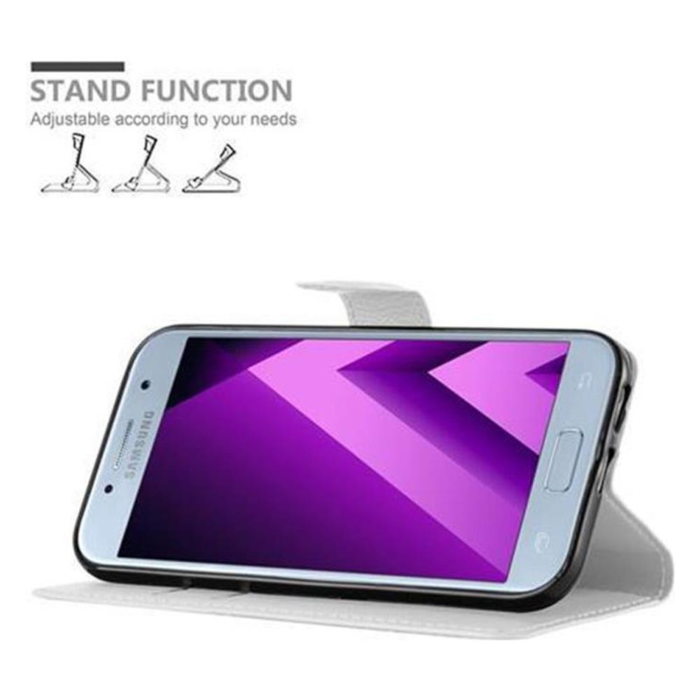 Custodia Compatibile Con Samsung Galaxy A5 2017 In Bianco Fumo - Coperchio Protettiva Con Chiusura Magnetica, Funzione Stand E Tasca Per Le Carte - Foto 5