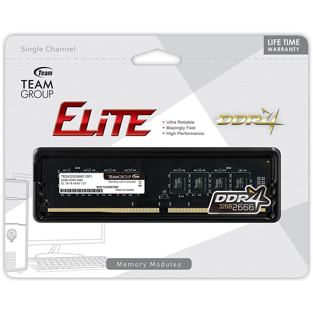 Memoria Dimm Elite 32 GB (1x32 GB) DDR4 2666 MHz CL19 - Foto 2