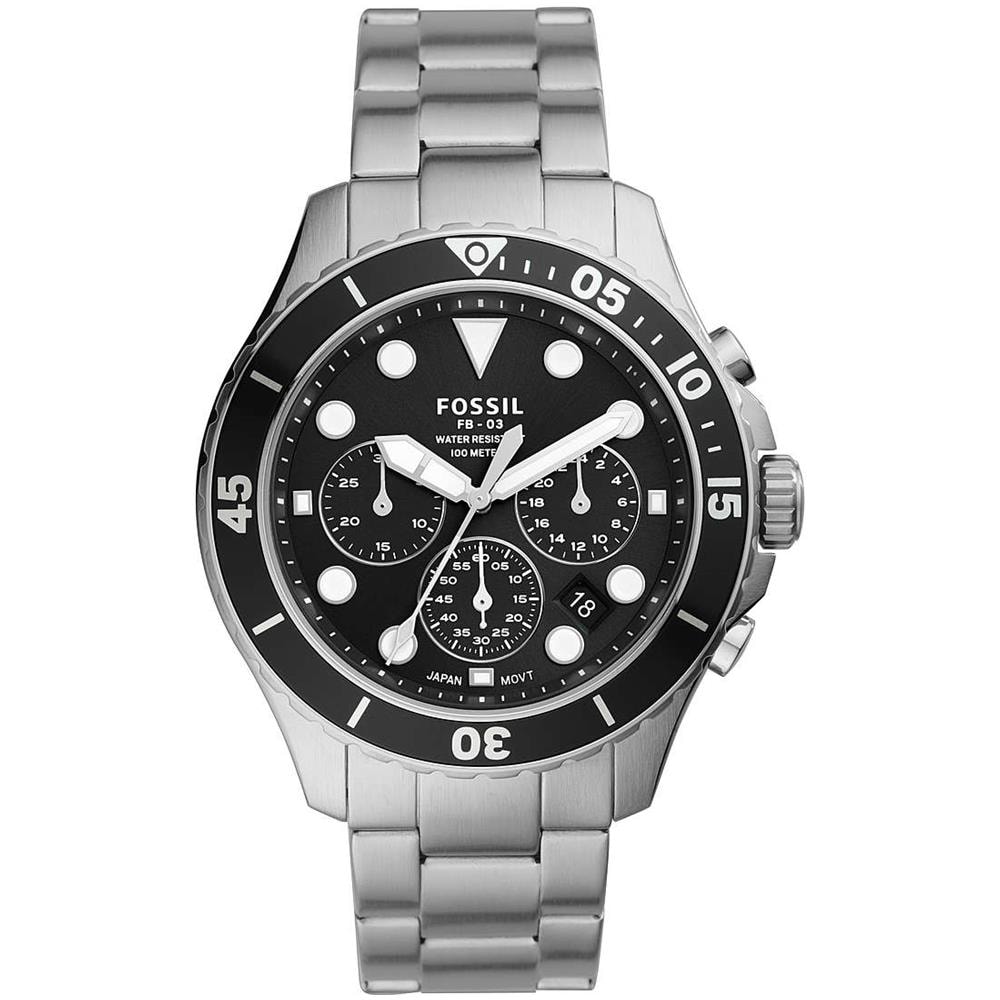 Fs5725 C Uomo 46mm Acciaio Silver Acciaio Nero Silver Quarzo Cronografo 10atm - Foto 2