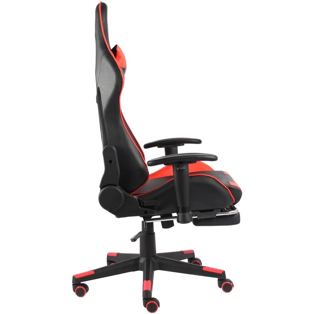 Sedia da Gaming Girevole con Poggiapiedi Rossa in PVC - Foto 2