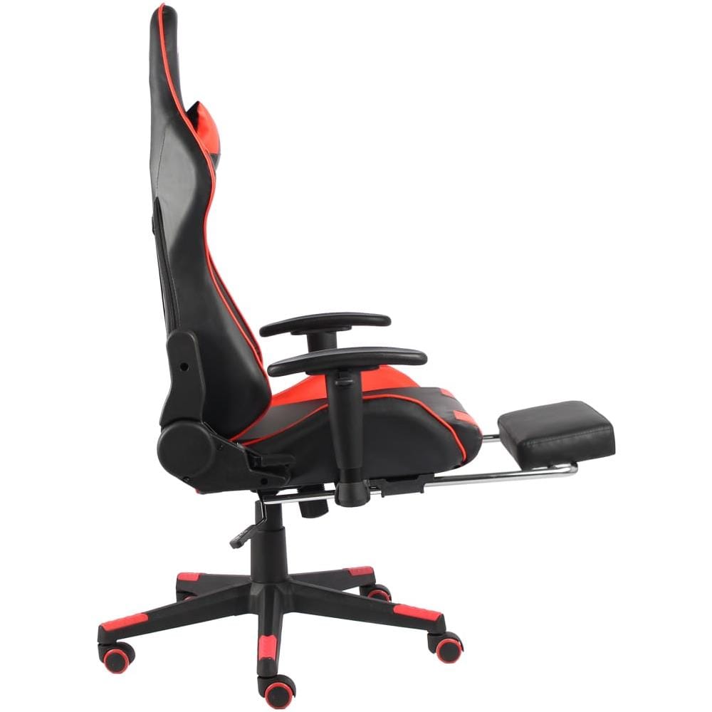 Sedia da Gaming Girevole con Poggiapiedi Rossa in PVC - Foto 9