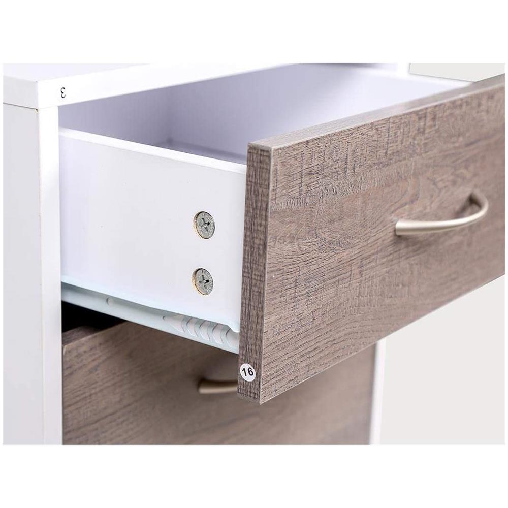Scrivania Legno Melaminico Cassetto Mobiletto Tavolo Grigio Rovere - Foto 5