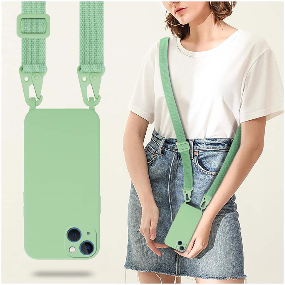 Catena Di Telefoni Cellulari Compatibile Con Apple Iphone 13 In Liquid Verde Chiaro - Coperchio Di Protezione In Silicone Con Cordino Regolabile In Lunghezza - Foto 7
