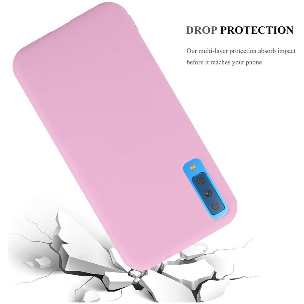 Custodia Compatibile Con Samsung Galaxy A7 2018 In Candy Rosa - Coperchio Protettivo In Silicone Tpu Flessibile - Foto 8