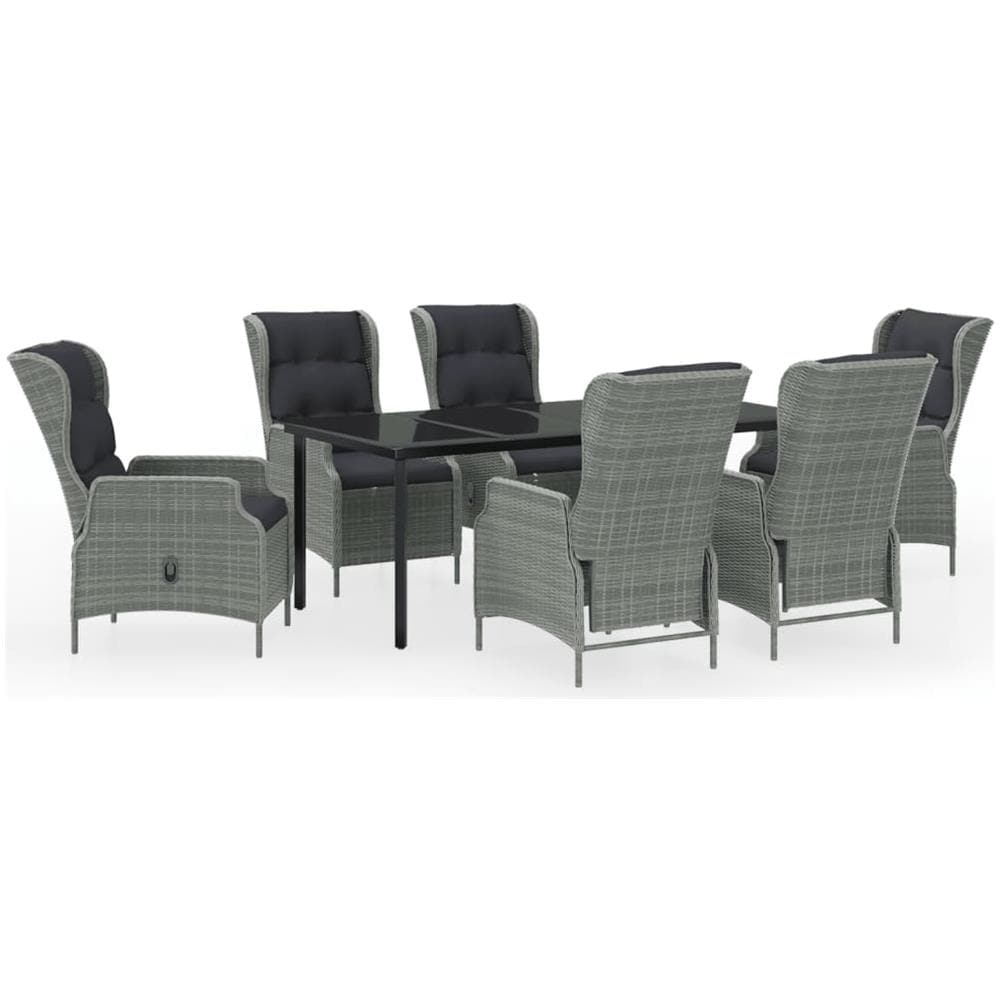 Set Mobili Da Pranzo Per Giardino 7 Pz Grigio Chiaro - Foto 1
