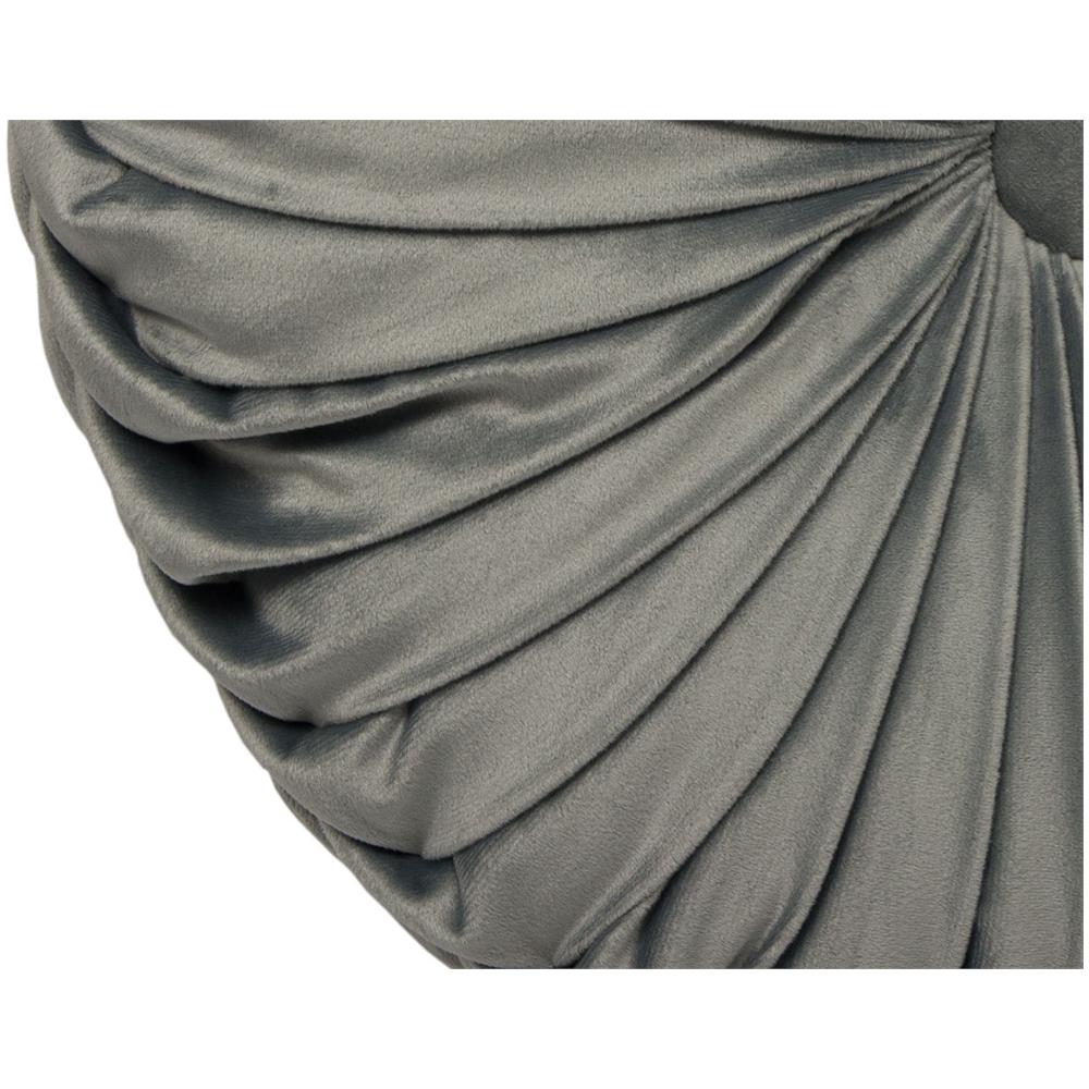 Cuscino Arredo Imbottito In Velluto Rotondo A Pieghe Plissettato Colore Grigio Atelier In Tinta Unita Pieghettato - Foto 5