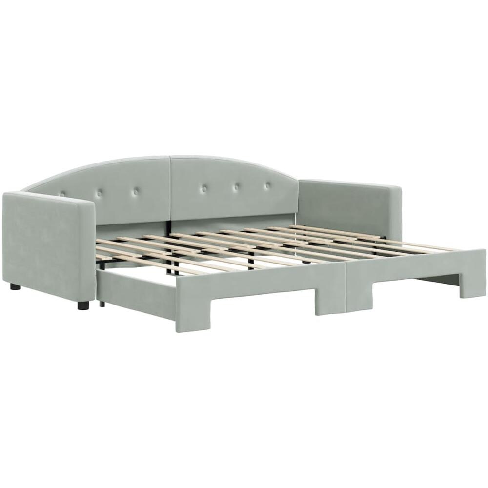 Divano Letto Con Letto Estraibile Grigio Chiaro 90x190 Velluto - Foto 2
