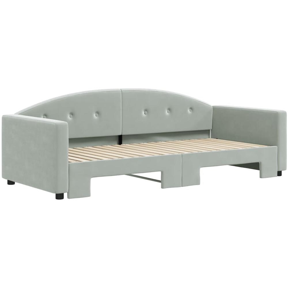 Divano Letto Con Letto Estraibile Grigio Chiaro 90x190 Velluto - Foto 3