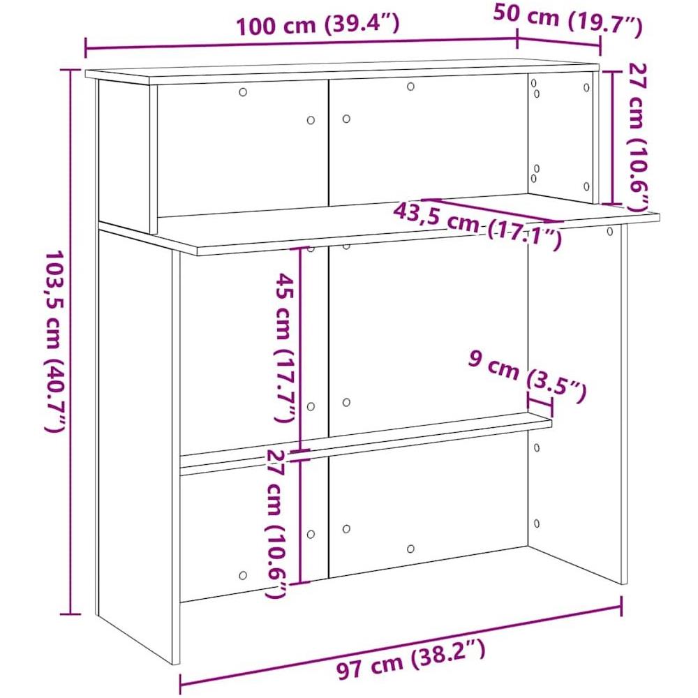 Banco Reception Rovere Sonoma 100x50x103,5 cm Legno Multistrato - Foto 10