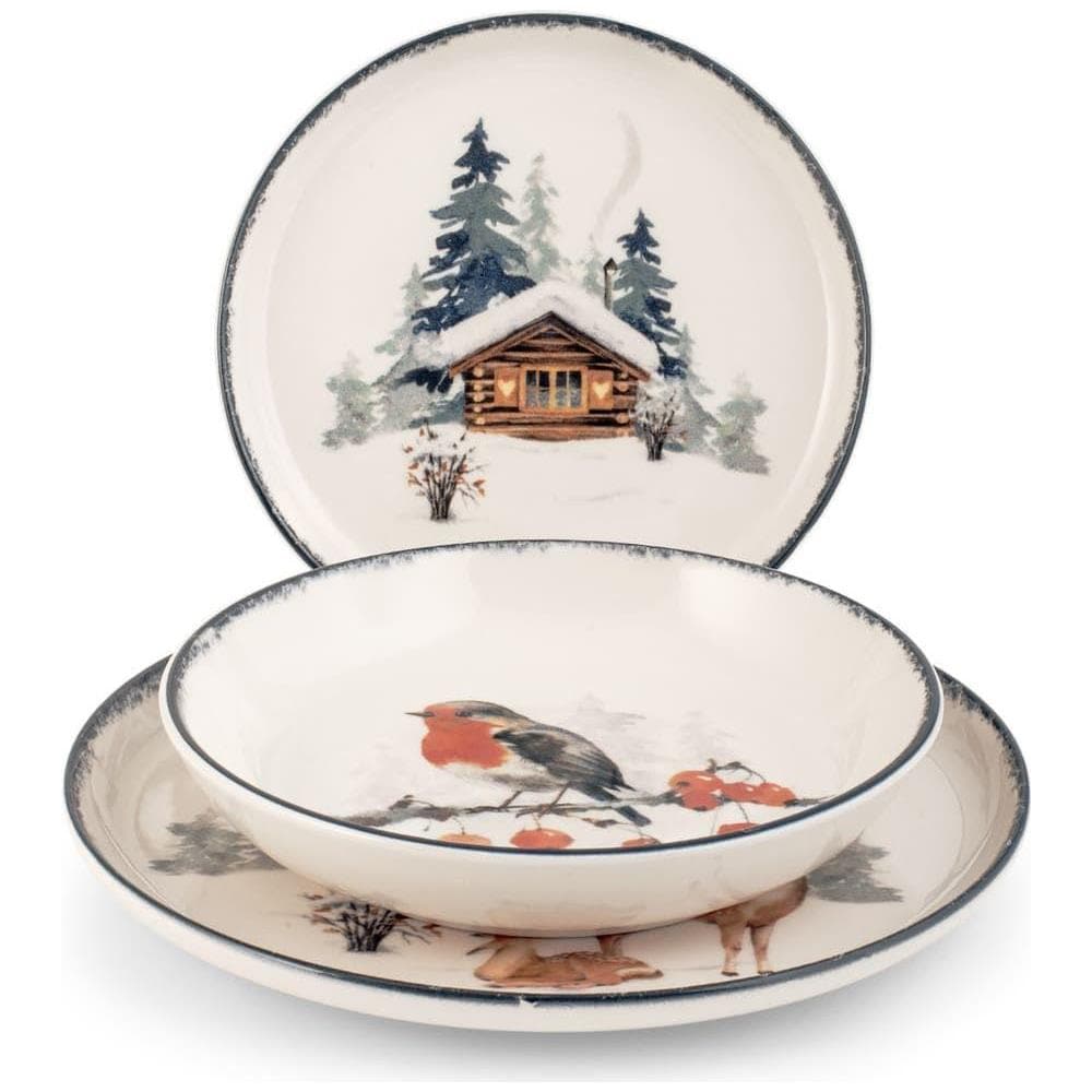 Servizio tavola 18 pezzi Frosty in stoneware decorato - Foto 1