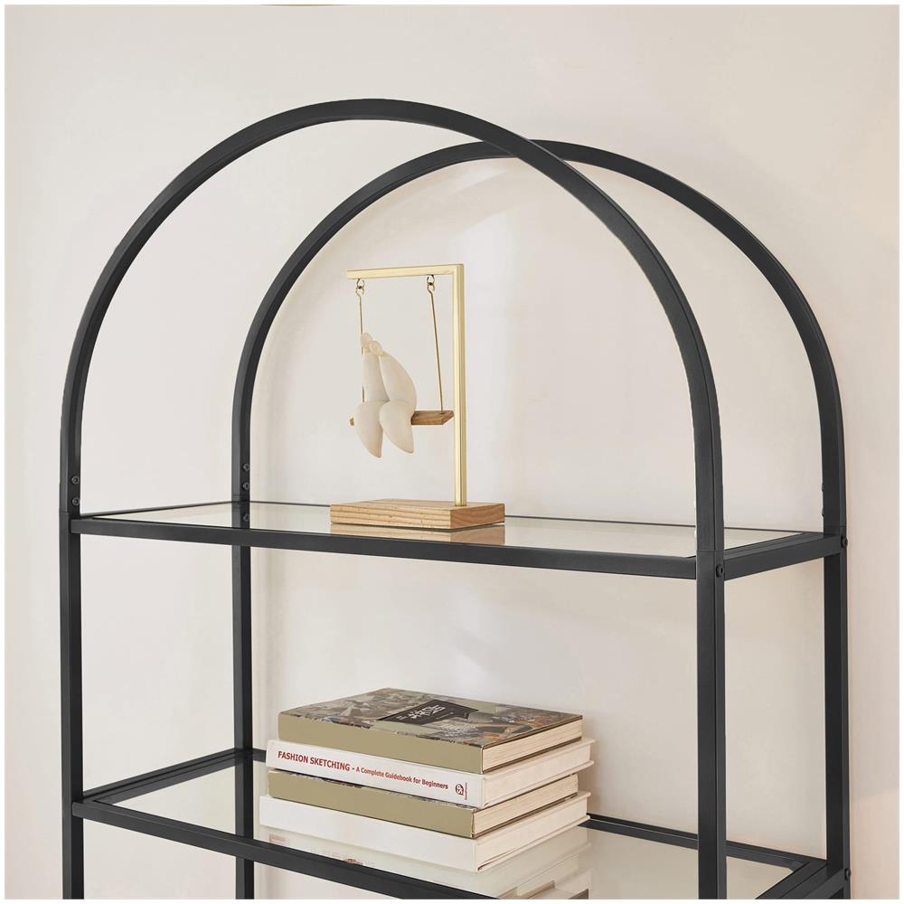 LIBRERIA Valora LGT050B61 Mensola in vetro nero stile moderno per soggiorno - Foto 2