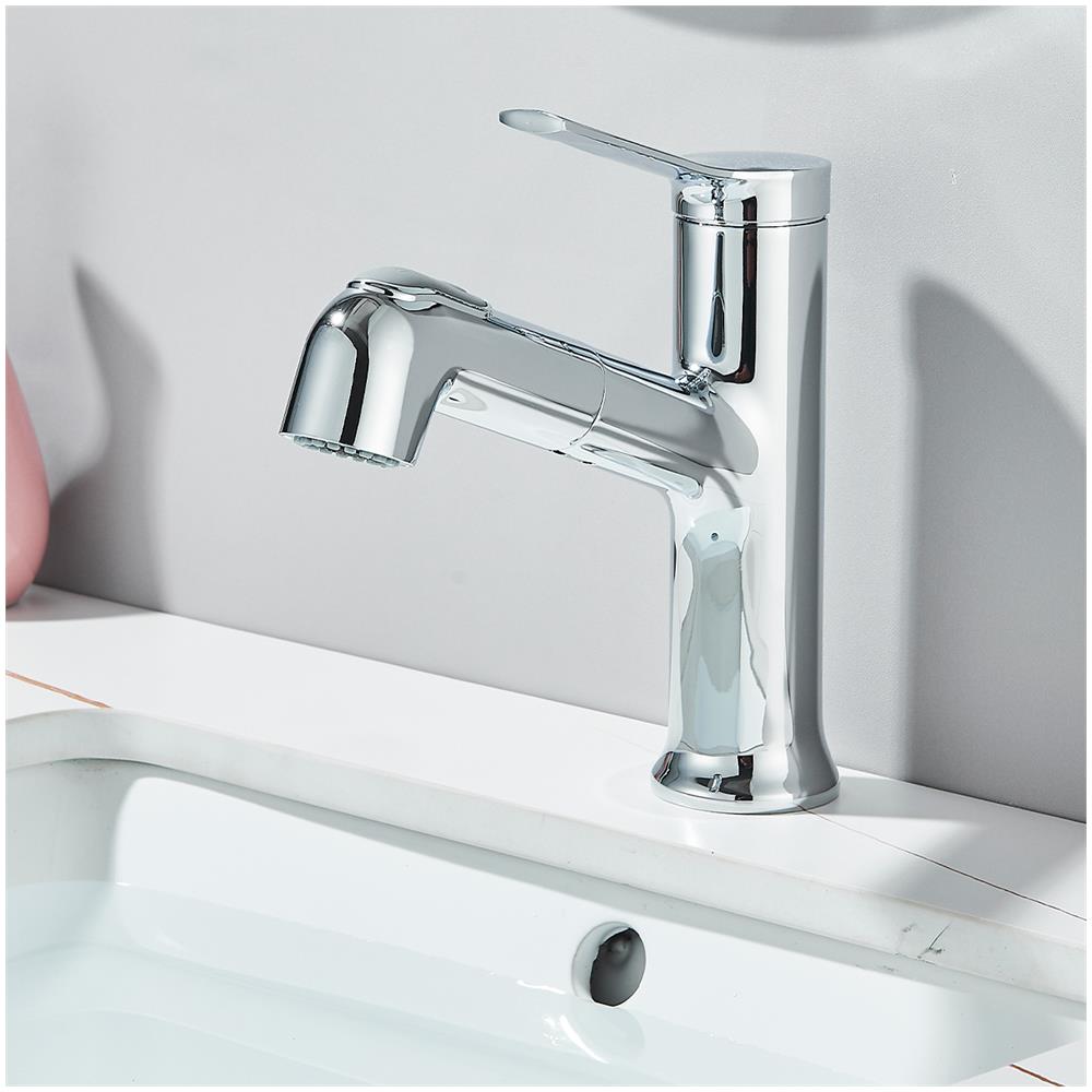 Rubinetto per lavabo da bagno, Blackswan, tipo M352, modello cromato con doccia estraibile, con due modalità, misura 17,5 cm - Foto 1