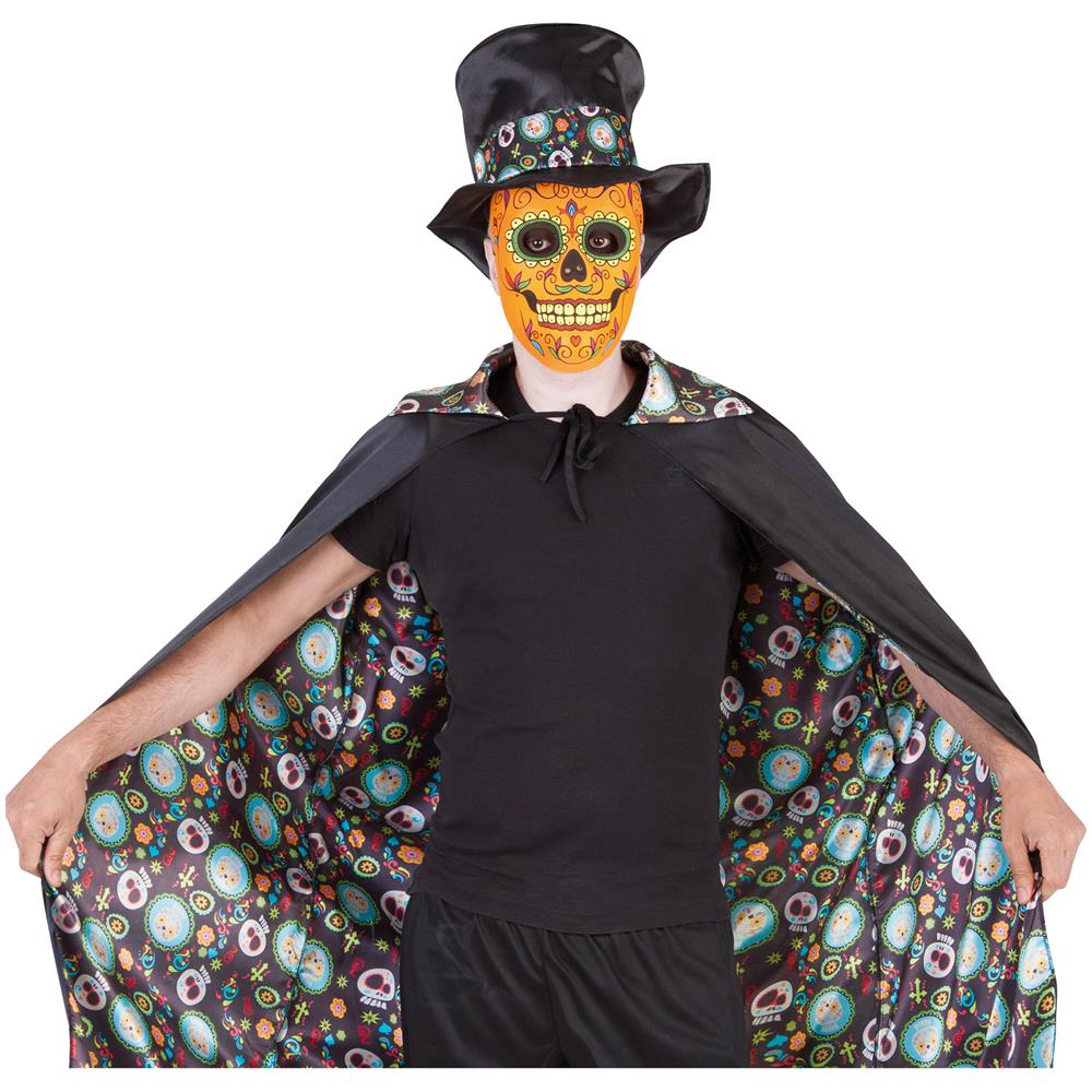 Mantello Double Face Giorno Dei Morti Halloween Taglia Unica - Foto 1
