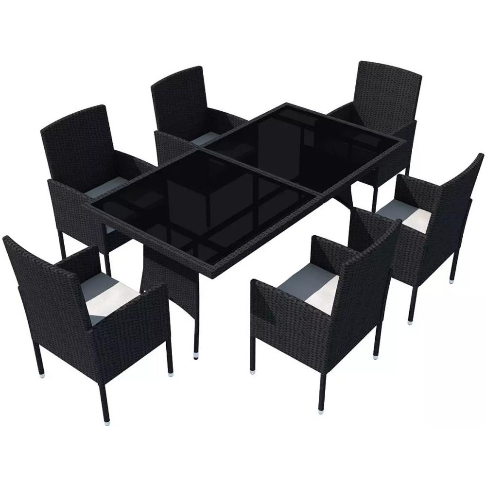 Vidaxl 13 Pz Set Tavolo E Sedie Da Giardino In Polyrattan Nero
