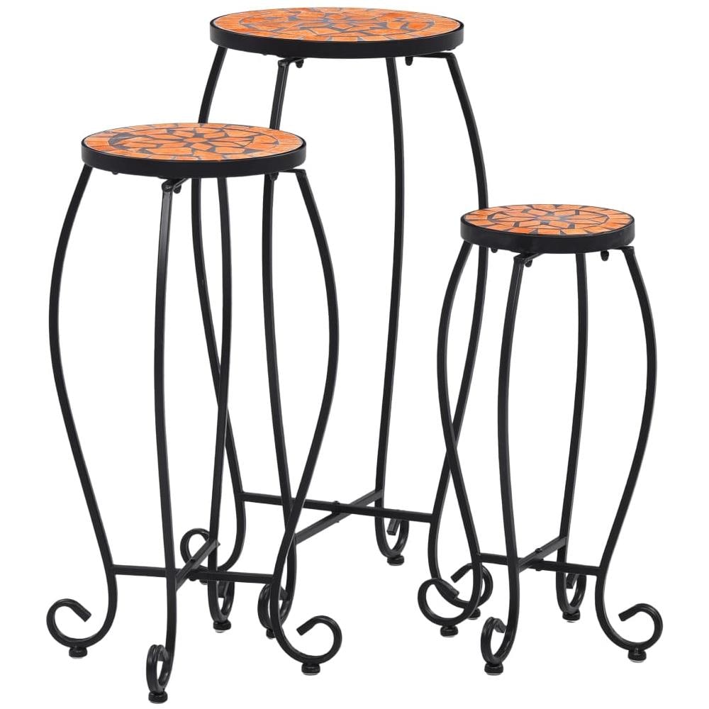 Tavolini Con Mosaico 3 Pz Terracotta In Ceramica - Foto 1