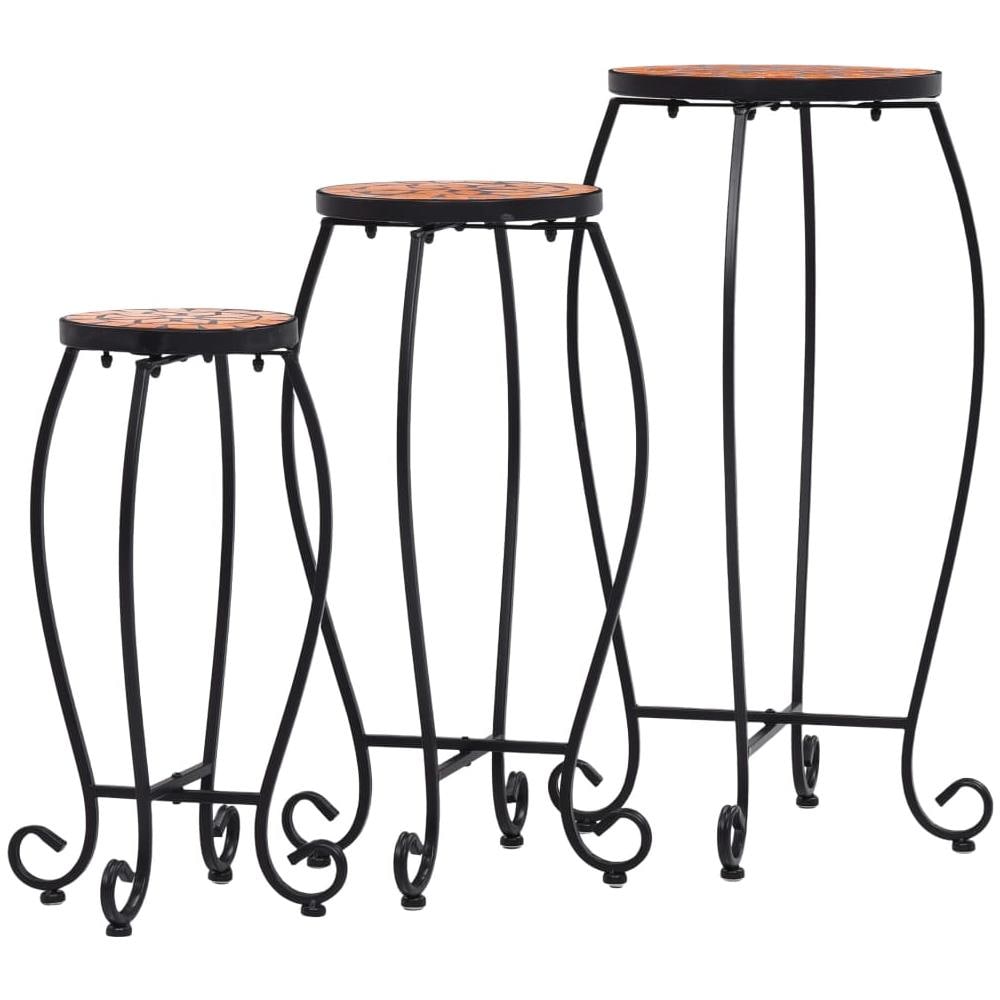 Tavolini Con Mosaico 3 Pz Terracotta In Ceramica - Foto 2