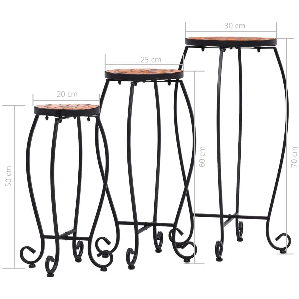 Tavolini Con Mosaico 3 Pz Terracotta In Ceramica - Foto 8