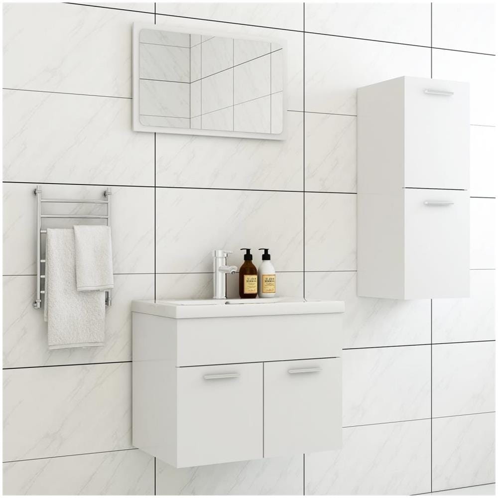 Set Mobili da Bagno Bianco in Truciolato - Foto 1