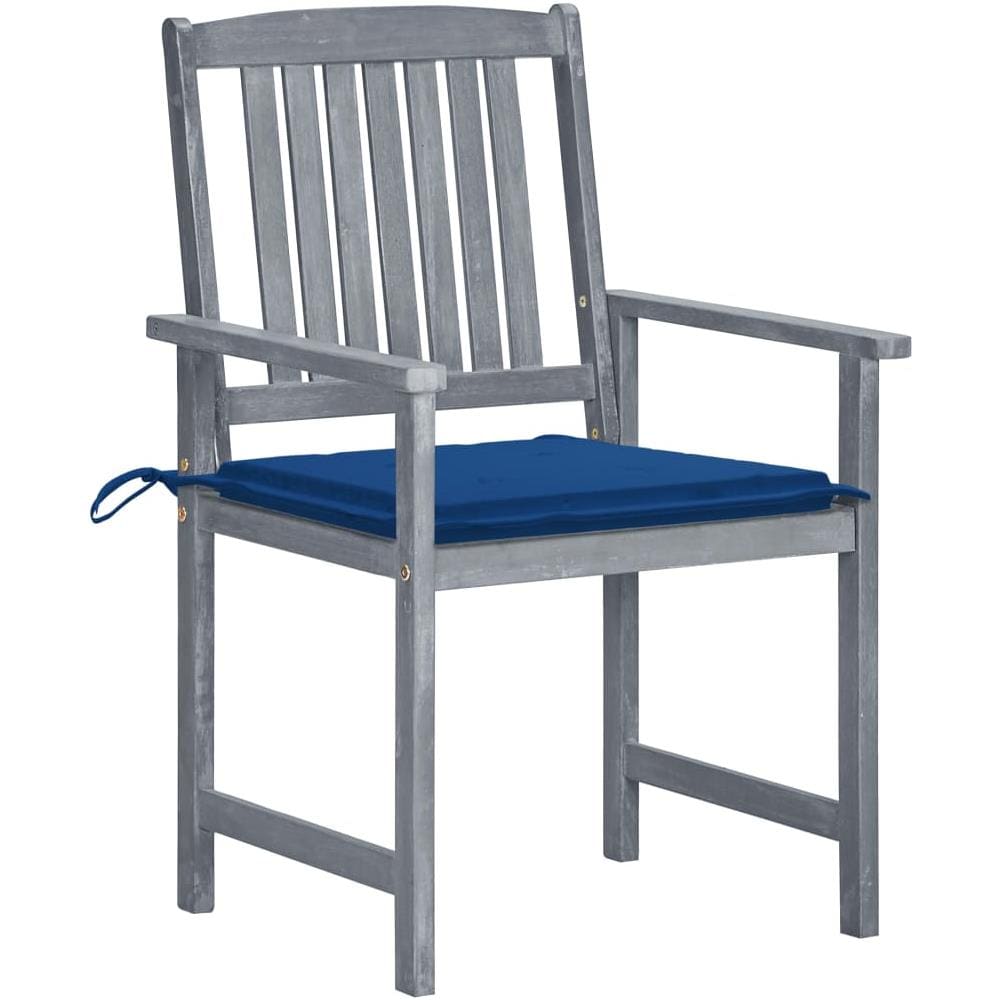 Sedie da Giardino con Cuscini 8 pz in Massello di Acacia Grigie - Foto 3