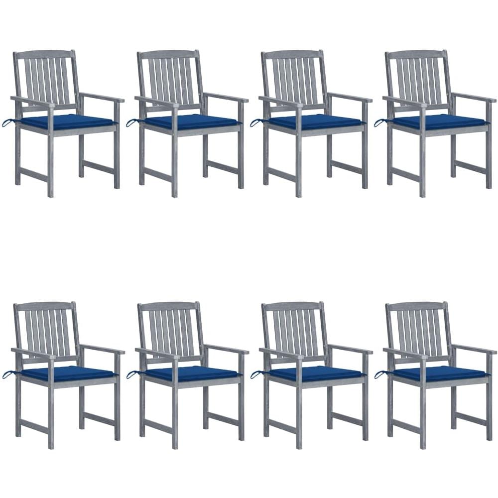 Sedie da Giardino con Cuscini 8 pz in Massello di Acacia Grigie - Foto 1