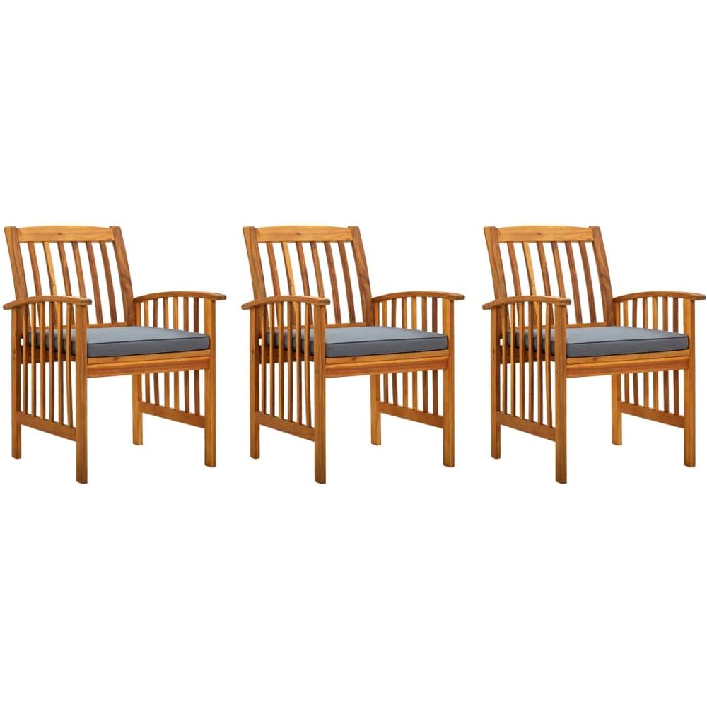 Sedie da Pranzo per Giardino 3pz Cuscini in Massello di Acacia - Foto 1