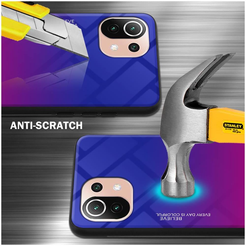 Custodia Compatibile Con Xiaomi Mi 11 Lite (4g / 5g) / 11 Lite Ne In Viola - Rosso - Coperchio Protettivo Bicolore In Vetro Temperato E Silicone Tpu - Foto 2