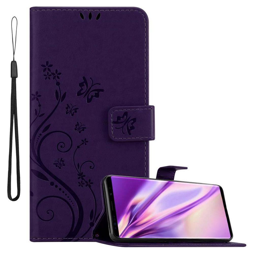 Custodia Compatibile Con Samsung Galaxy Note 9 In Lilla Scuro Fiore - Coperchio Protettivo In Design Floreale Con Chiusura Magnetica, Funzione Stand E Slot Per Carte - Foto 1