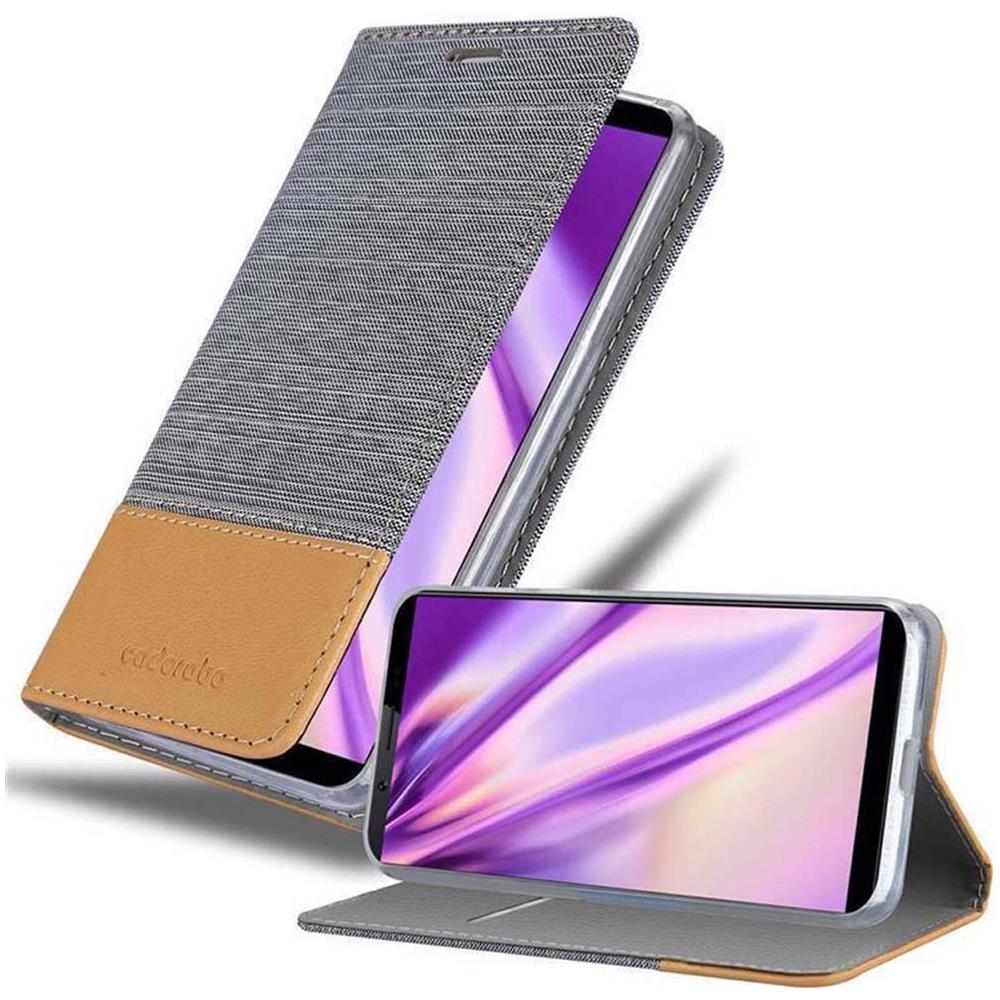 Custodia Compatibile Con Vivo V7 In Grigio Chiaro Marrone - Coperchio Protettiva Con Chiusura Magnetica, Funzione Stand E Tasca Per Le Carte - Foto 1