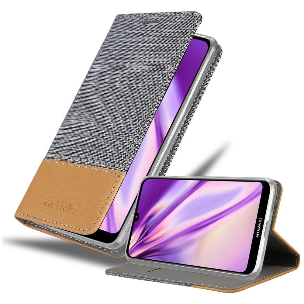 Custodia Compatibile Con Huawei Y6s In Grigio Chiaro Marrone - Coperchio Protettiva Con Chiusura Magnetica, Funzione Stand E Tasca Per Le Carte - Foto 1