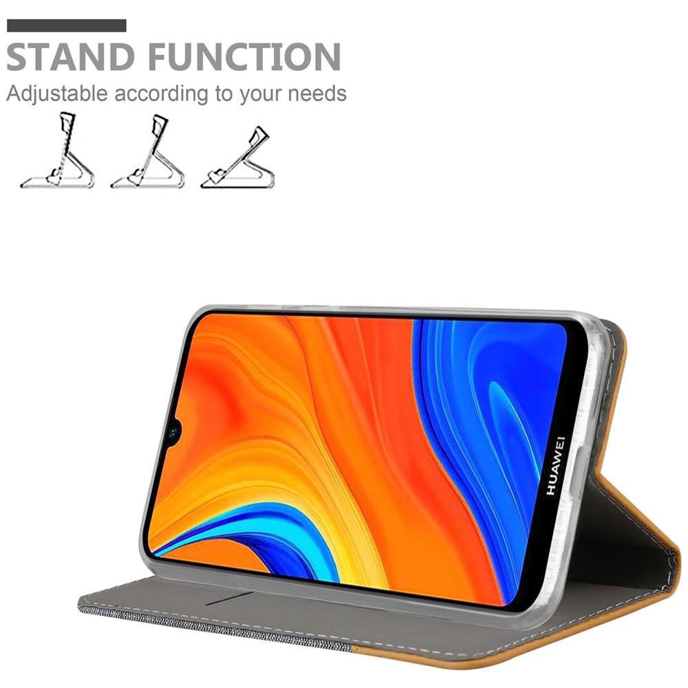 Custodia Compatibile Con Huawei Y6s In Grigio Chiaro Marrone - Coperchio Protettiva Con Chiusura Magnetica, Funzione Stand E Tasca Per Le Carte - Foto 2