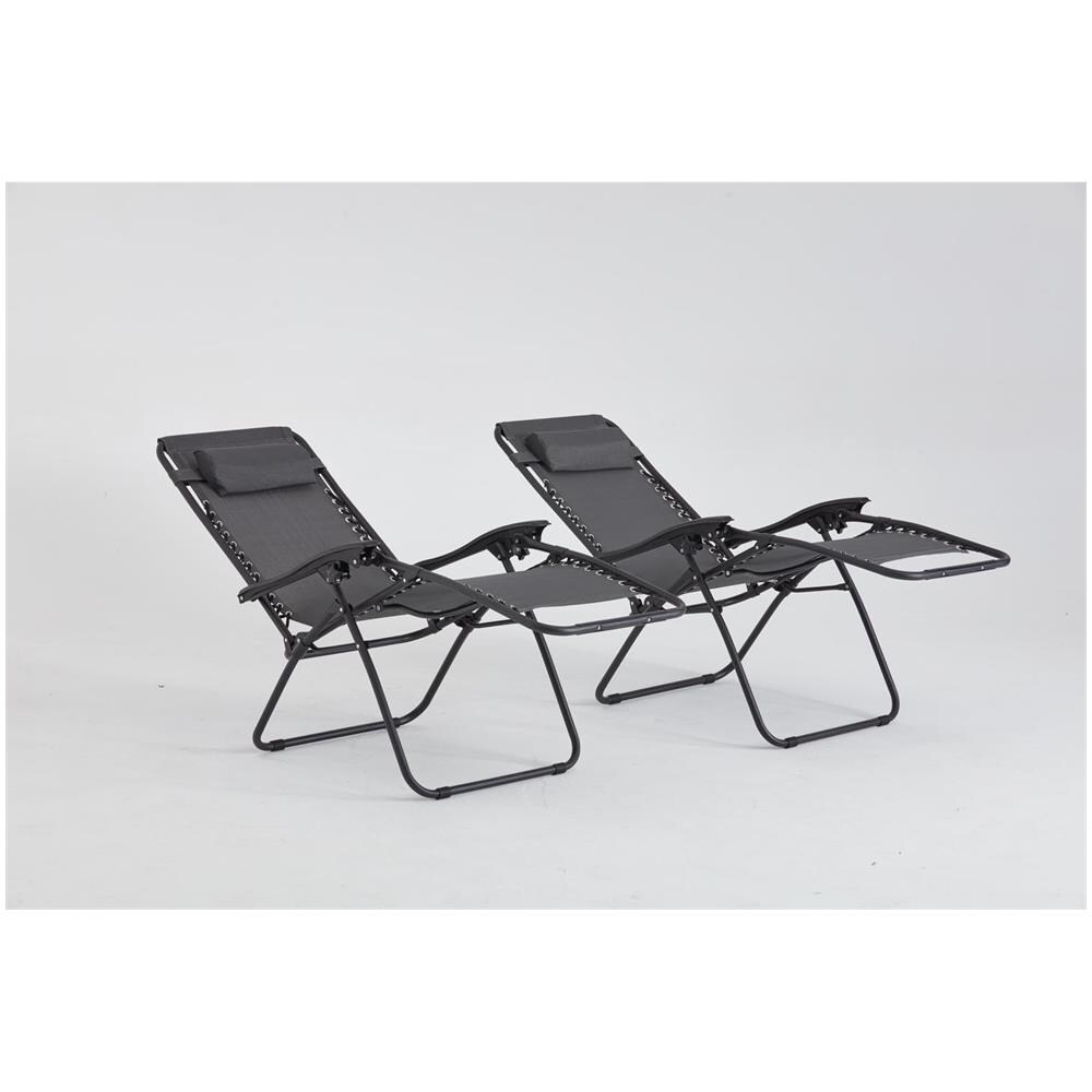 Set Di 2 Sdraio Reclinabili Nere E Grigio Scuro Manihi - Foto 2