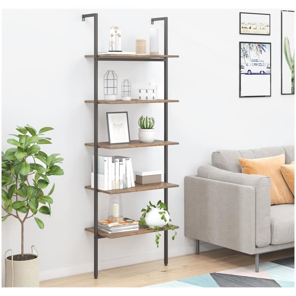 Scaffale Pendente 5 Livelli Marrone Scuro E Nero 64x35x185 Cm - Foto 1