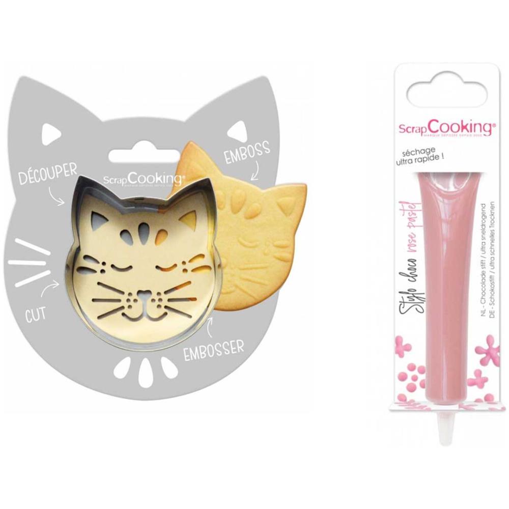 Kit Biscotti Di Soccorso Per Gatti + Penna Di Cioccolato Rosa Pastello - Foto 1