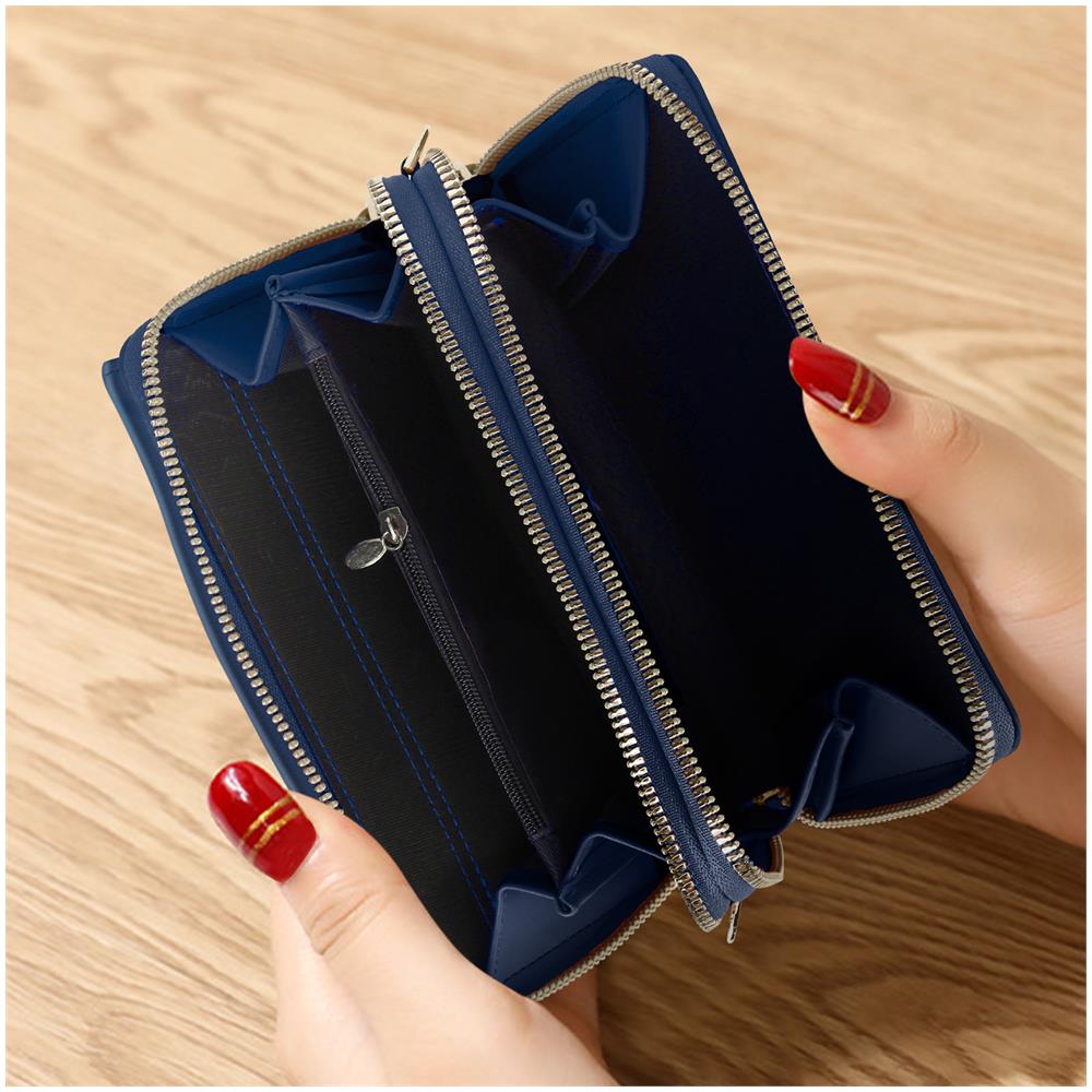 Borsetta A Tracolla Per Smartphone Multi-scomparto In Similpelle Blu - Foto 5