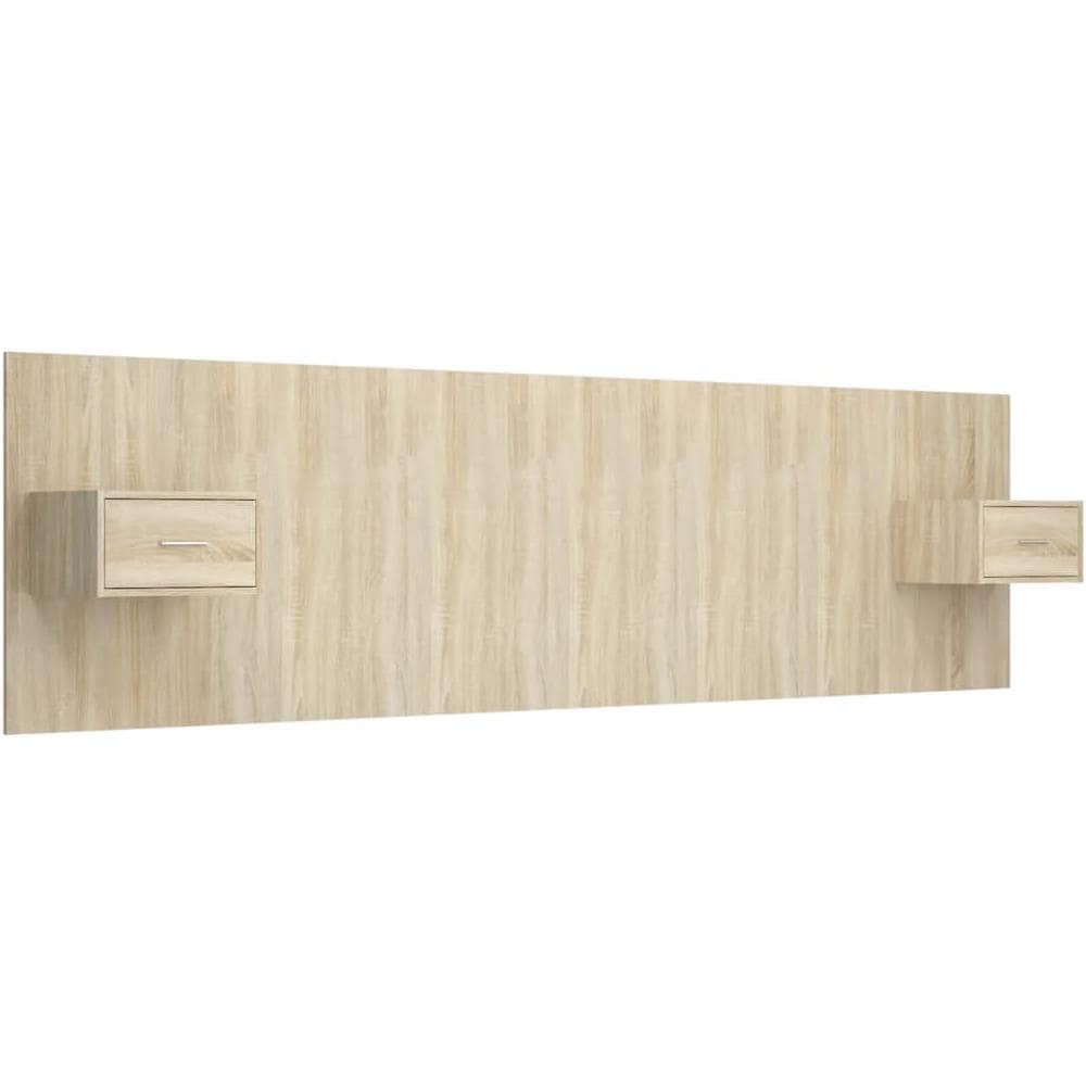 Testiera Letto Con Comodini In Legno Multistrato Rovere Sonoma - Foto 2