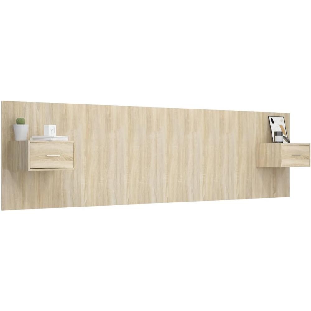 Testiera Letto Con Comodini In Legno Multistrato Rovere Sonoma - Foto 3
