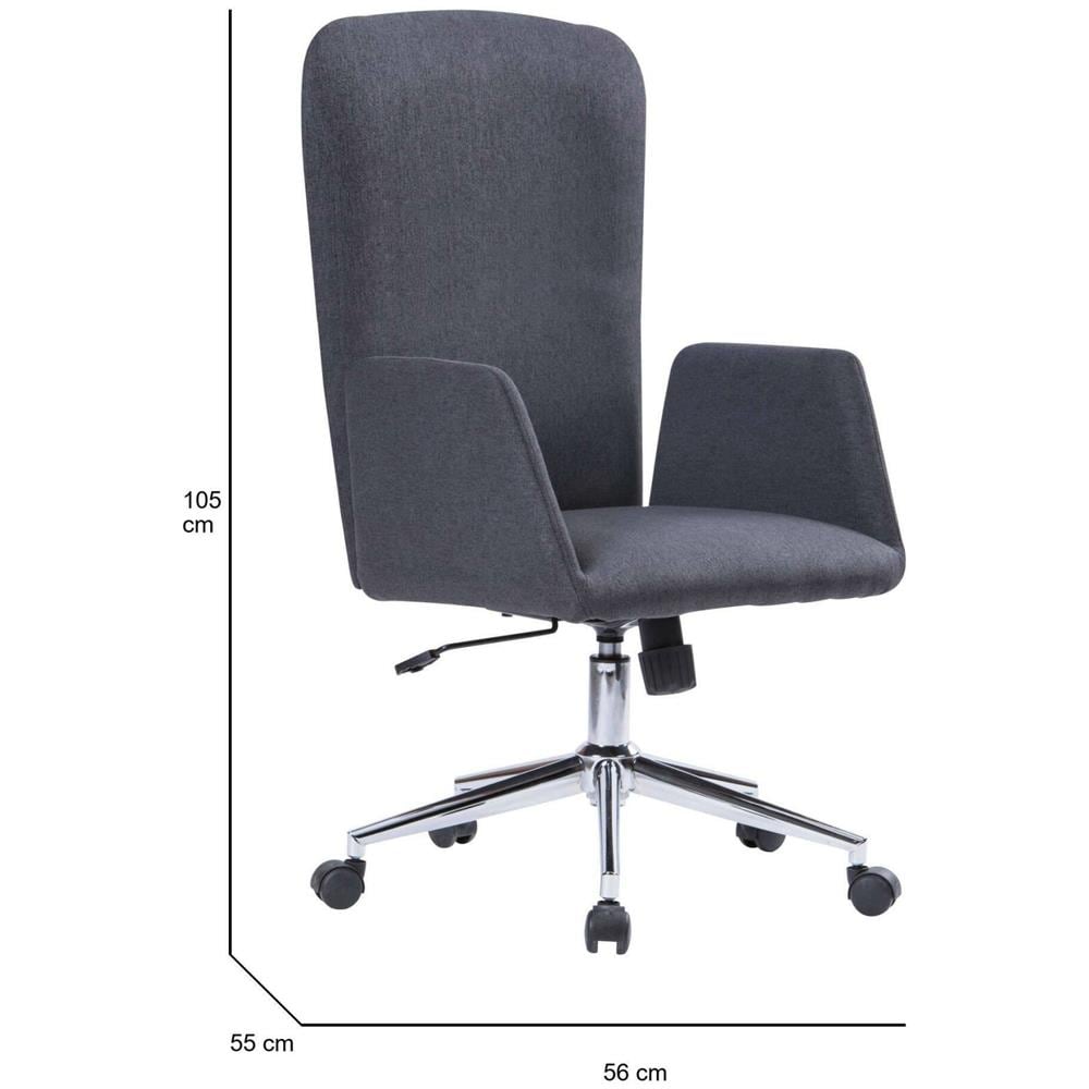 Sedia Da Ufficio Launceston, Poltrona Presidenziale Con Braccioli, Sedia Ergonomica Direzionale Da Ufficio, 55x56h98/105 Cm, Grigio - Foto 2