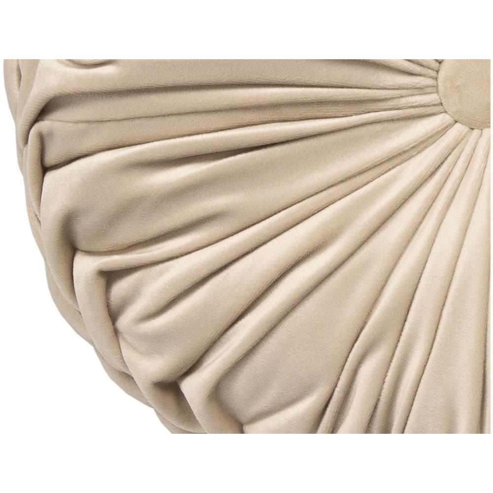 Cuscino Arredo Imbottito In Velluto Rotondo A Pieghe Plissettato Colore Beige Atelier In Tinta Unita Pieghettato - Foto 5