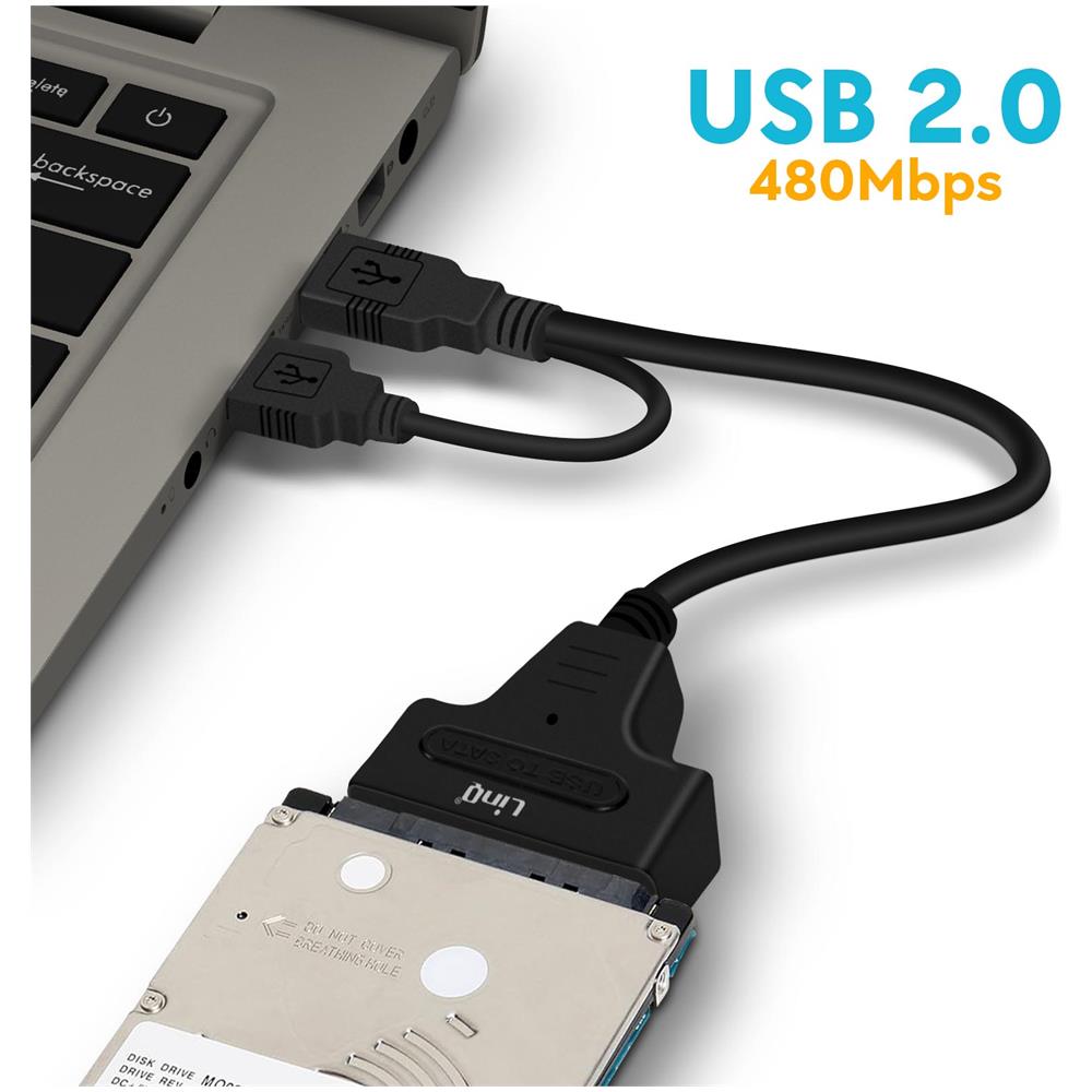 Cavo Adattatore Usb 2.0 Verso Sata O Ssd 2,5 Pollici Design Compatto Nero - Foto 2