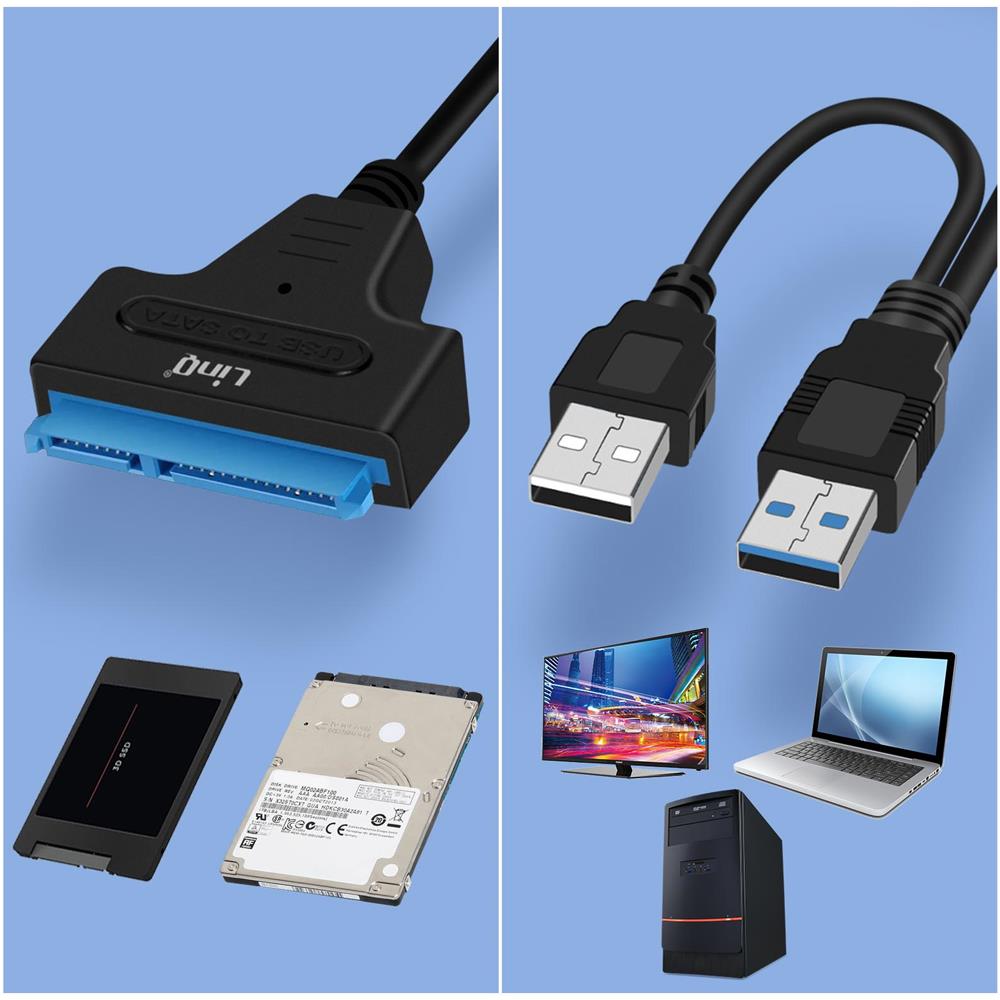 Cavo Adattatore Usb 2.0 Verso Sata O Ssd 2,5 Pollici Design Compatto Nero - Foto 5