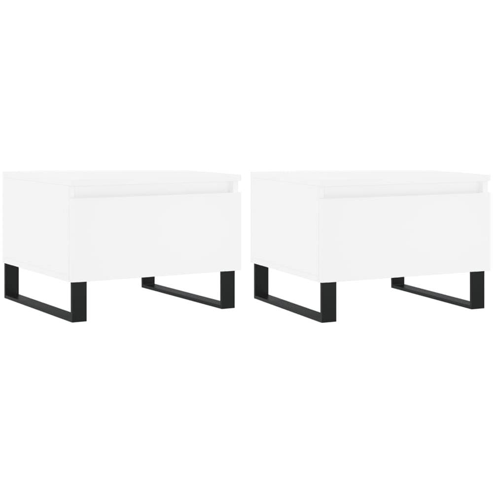 Tavolini Da Salotto 2pz Bianchi 50x46x35cm In Legno Multistrato - Foto 2